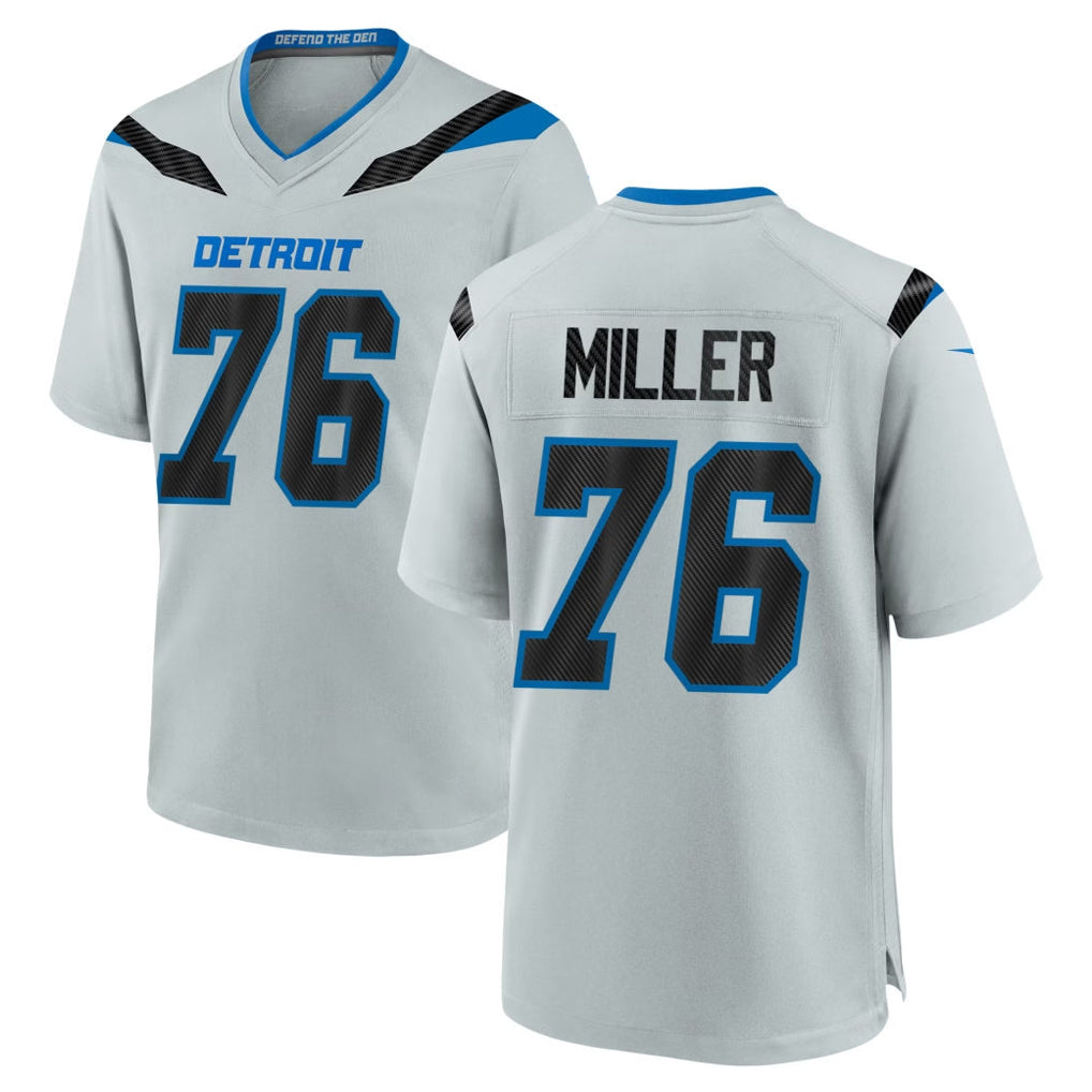 D.Lions #76 Blake Miller Player Silver 2026 Rivalries Collection Home Game Qdoa Stitched Jerseys