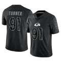 LA.Rams #91 Kobie Turner Player Black Limited Reflective Home Game Qdoa Stitched Jerseys