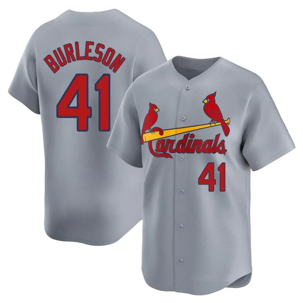 St. Louis Cardinals #41 Alec Burlesona Player Gray Home Limited Qdoa Stitched Jerseys