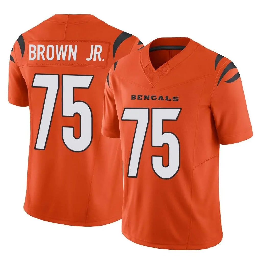 C.Bengals #75 Orlando Brown Jr. Player Orange Vapor F.U.S.E. Limited Home Game Qdoa Stitched Jerseys
