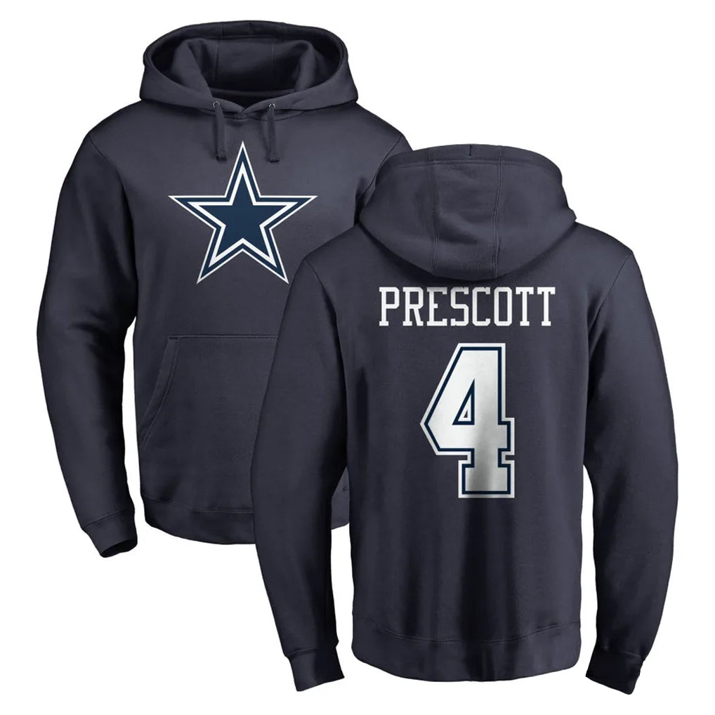 D.Cowboys #4 Dak Prescott Player Navy Pullover Hoodies Limited Qdoa Stitched Jerseys