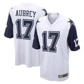 D.Cowboys #17 Brandon Aubrey Player White-Navy Home Game Qdoa Stitched Jerseys