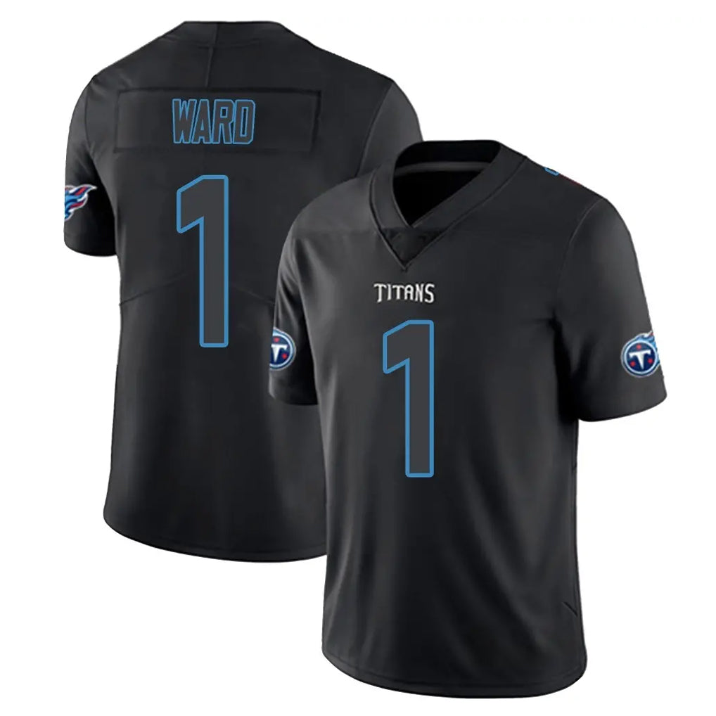 T.Titans #1 Cam Ward Player Black Impact Limited Home Game Qdoa Stitched Jerseys